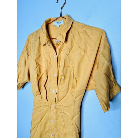 THAKOON x RTR Yellow Orange Collared Neckline Front Button Shirtdress Size 0 - Picture 4 of 12
